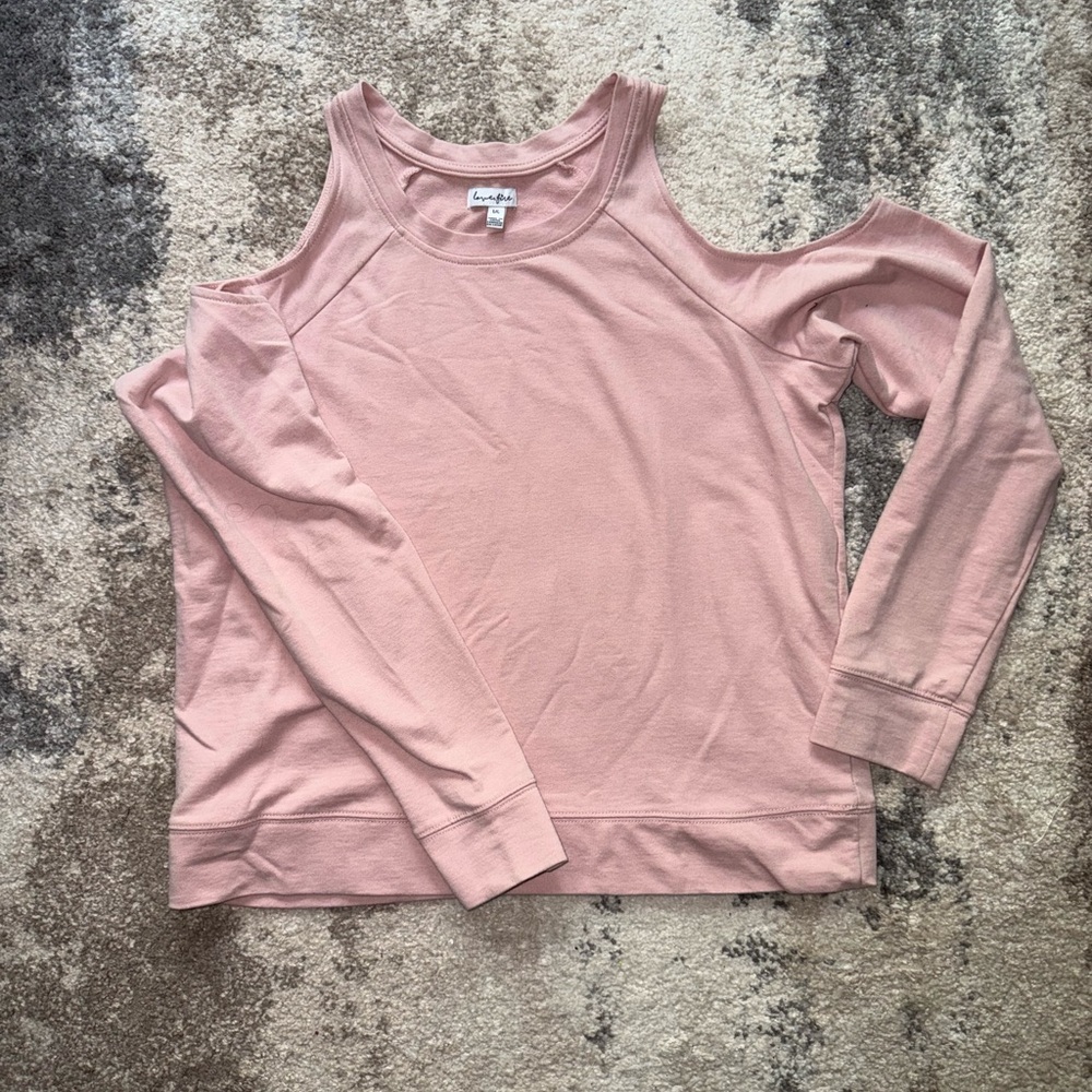 Loveappella Pink Cut Out Long Sleeve Top